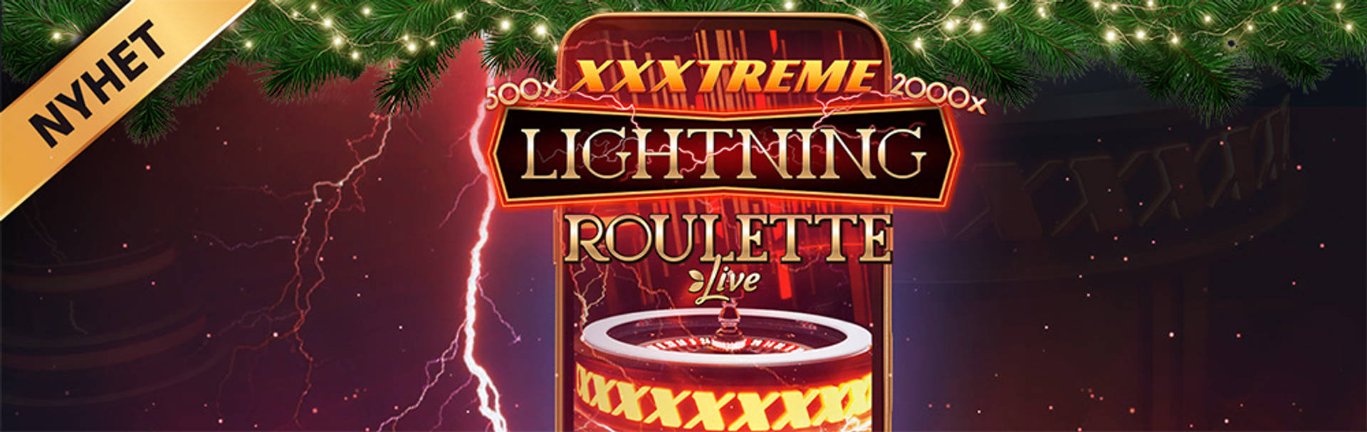XXXTreme Lightning Roulette Live casinospel med blixtar i bakgrunden.